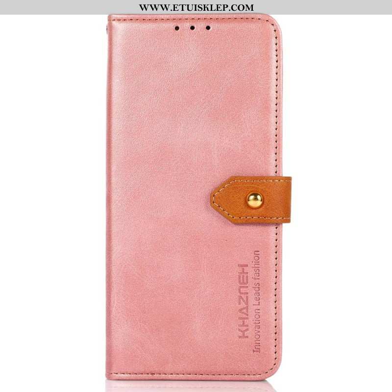 Etui Folio do iPhone 14 Dwukolorowe Złote Zapięcie Khazneh